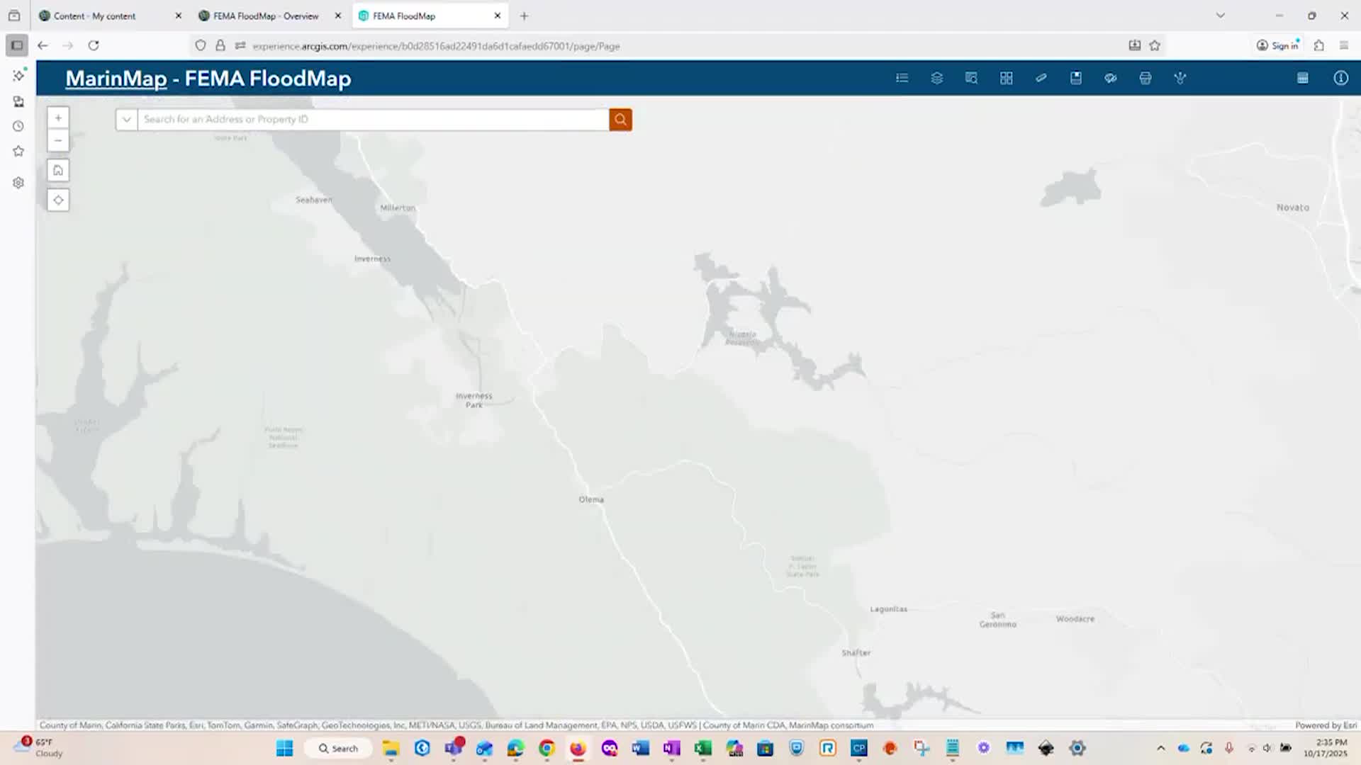 MarinMap FEMA Flood Map Application