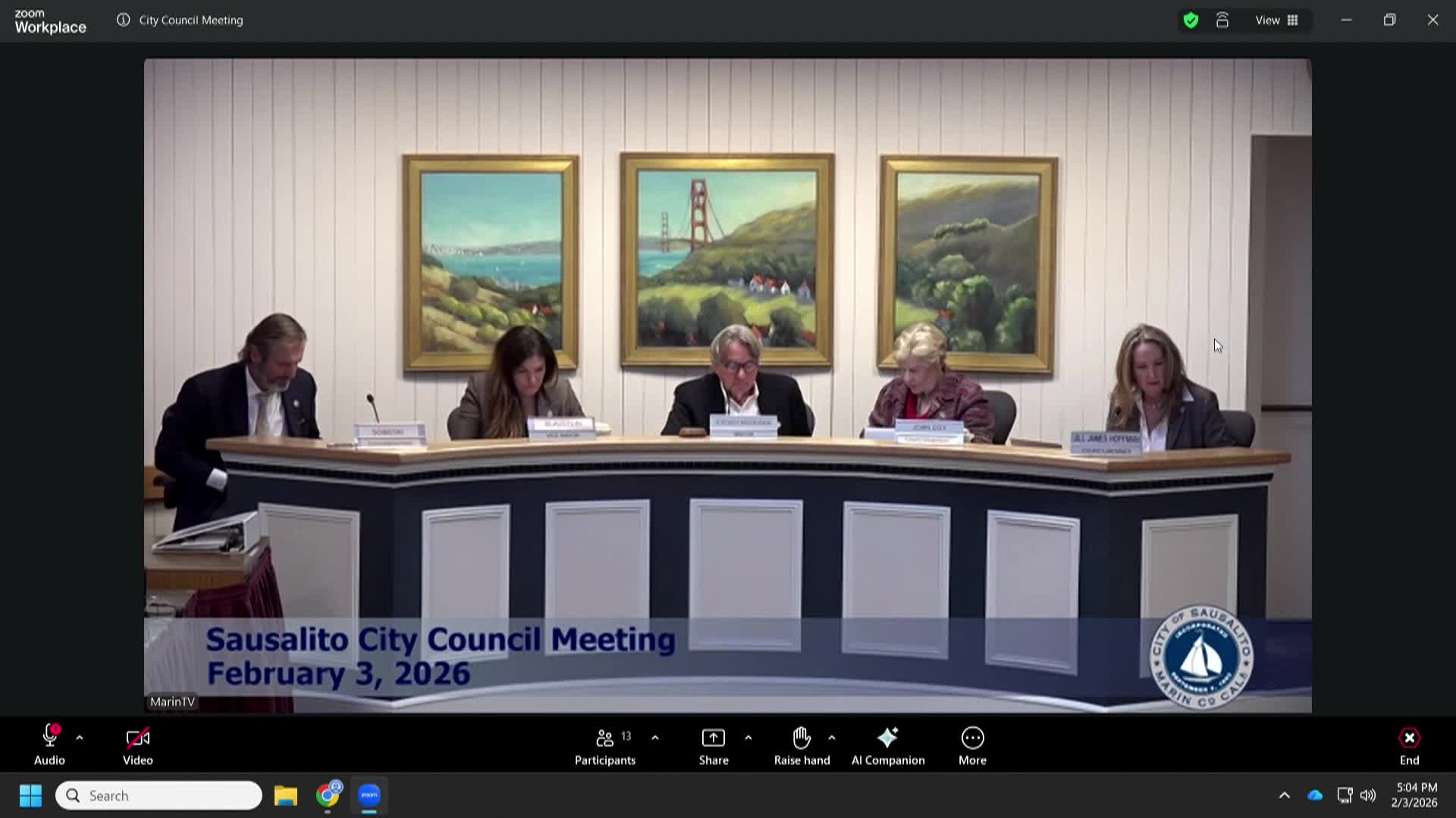 Sausalito City Council Meeting - 2-3-26