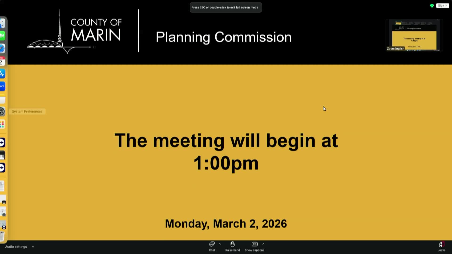 Marin County Planning Commission Meeting - 3-2-26