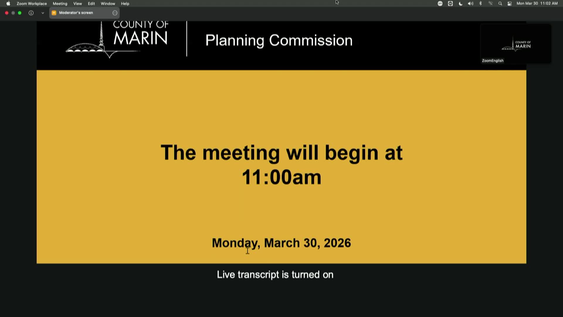 Marin County Planning Commission Meeting - 3-30-26